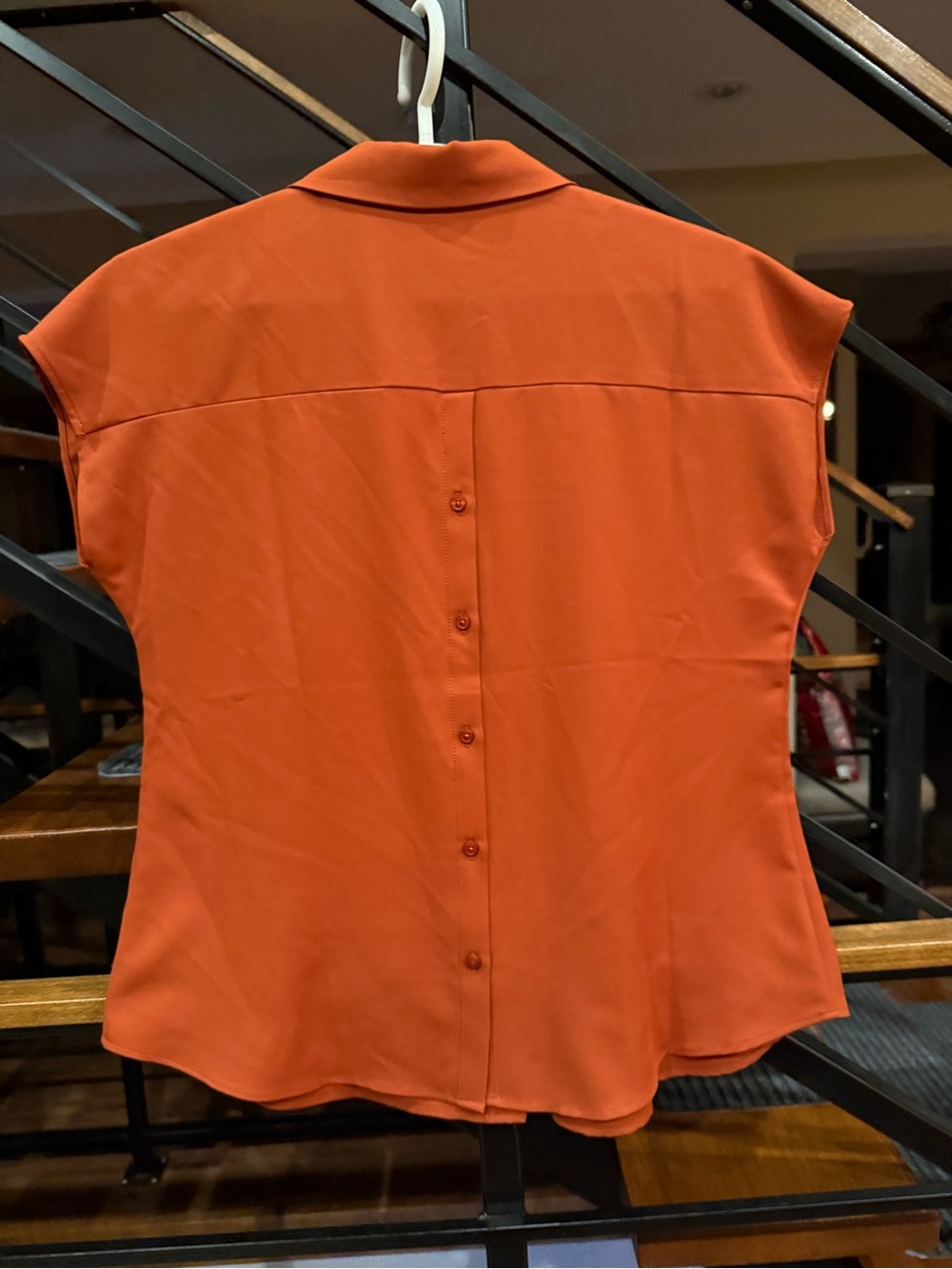 Summertime Button-Back Cap-Sleeve Blouse - Orange